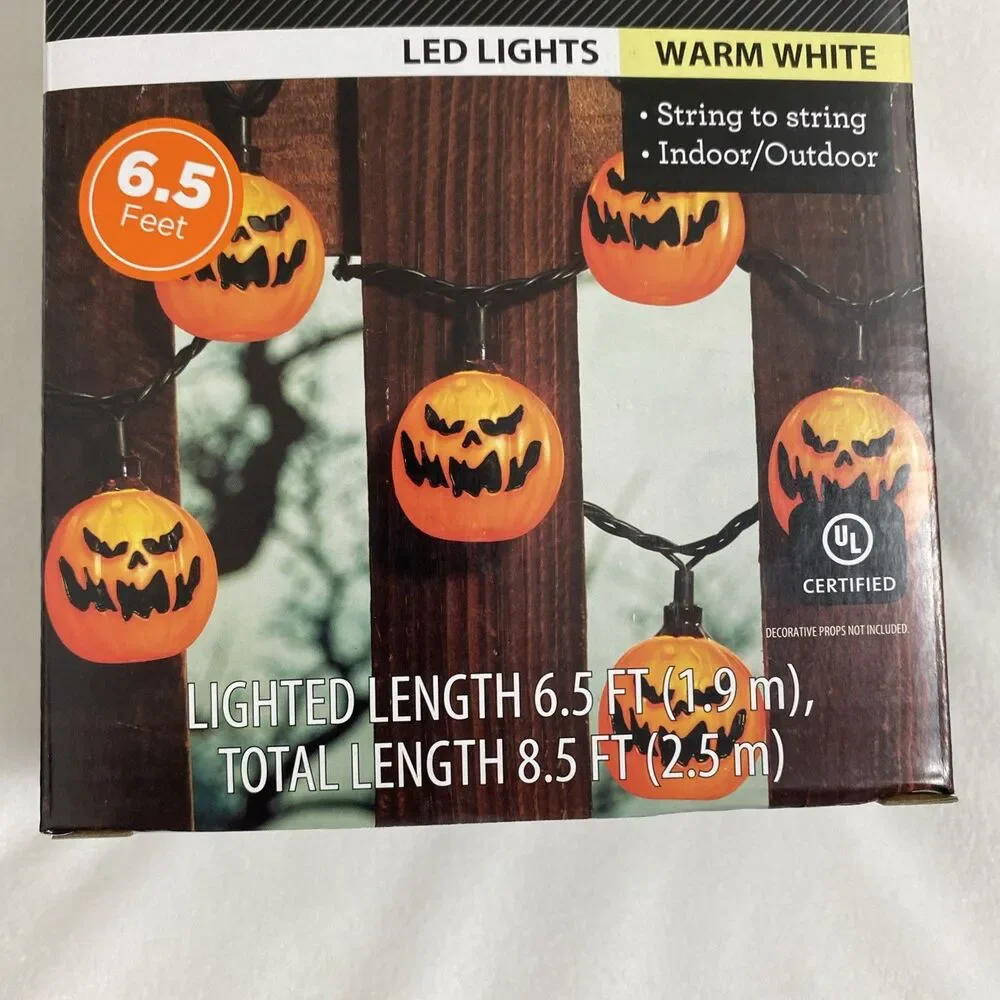 Halloween Led Pumpkin String Lights 2 Packs Indoor Outdoor Home Decore Holidays